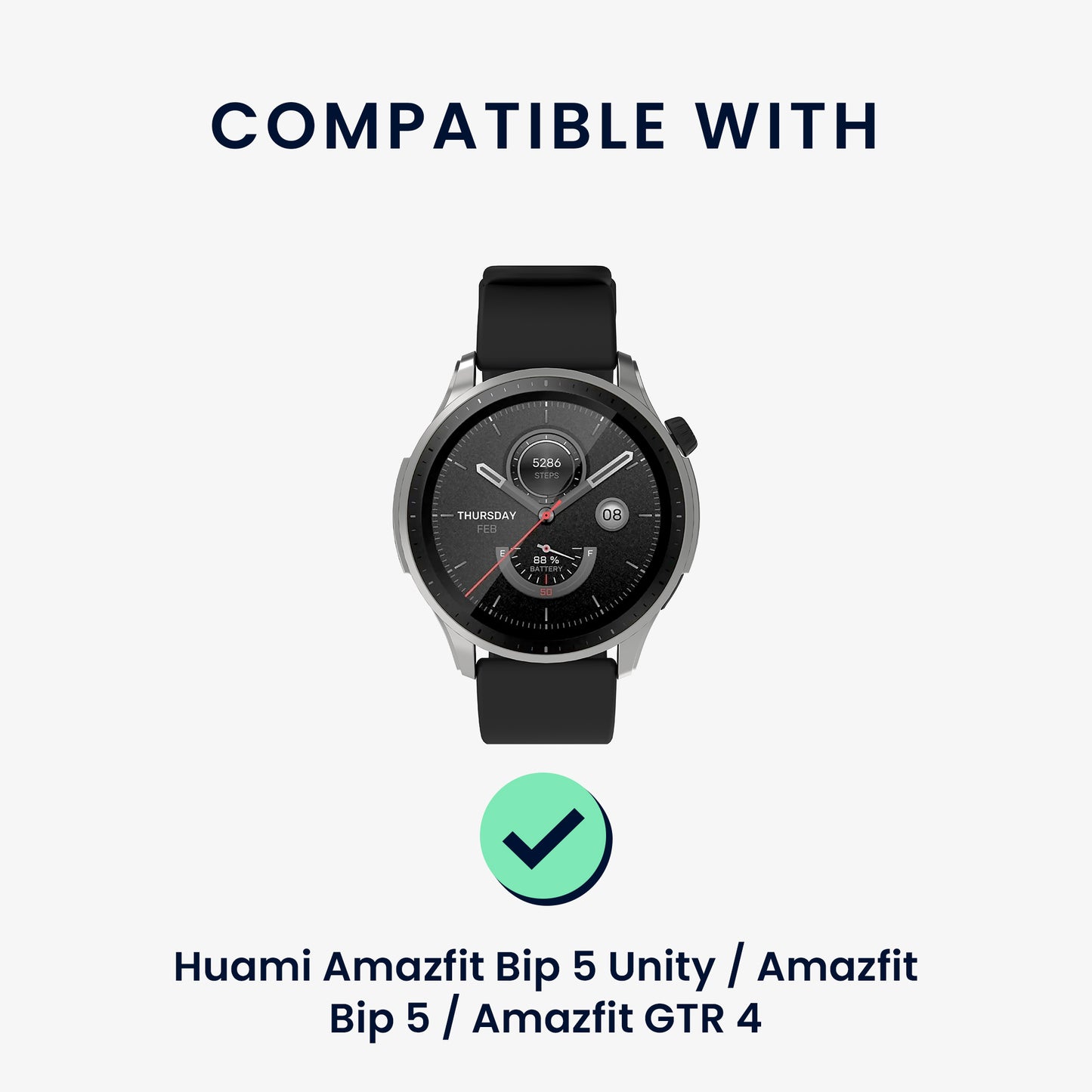 kwmobile Replacement Strap compatible with Huami 22mm Amazfit Bip 6 / Bip 5 Unity / Bip 5 / GTS 3 / Balance 2 / Helio Strap Band Set with Magnetic Clasp