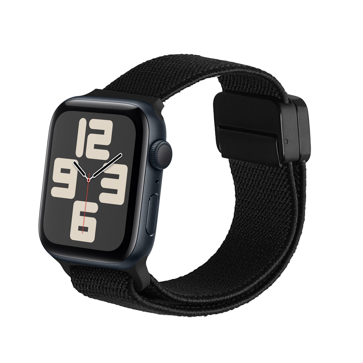 kwmobile Ersatzarmband kompatibel mit Apple Watch SE 40mm iWatch 9/8/7/6/5/4/3 40mm Armband - Nylonarmband mit Magnetverschluss - Schwarz Schwarz  