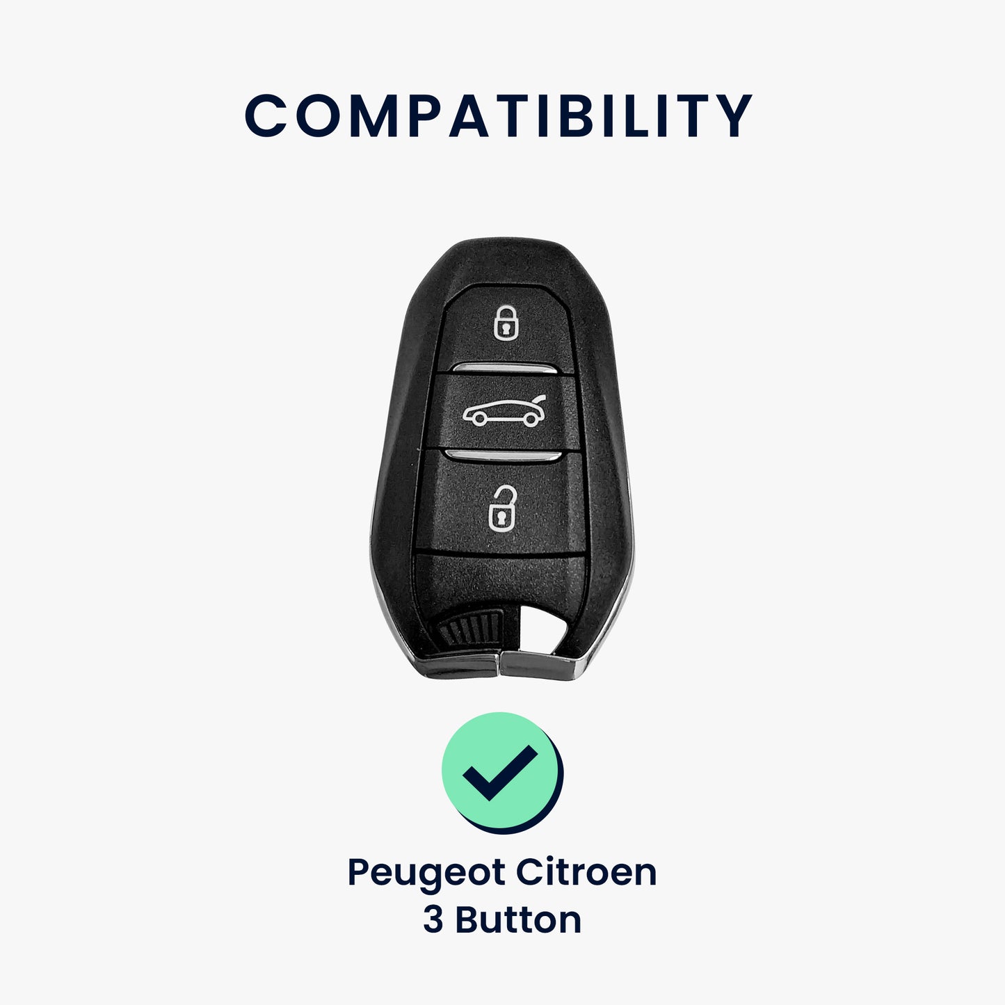 kwmobile Car Key Protection Case Compatible with Peugeot Citroen 3-Button Smart Key (Keyless Go Only) Cover