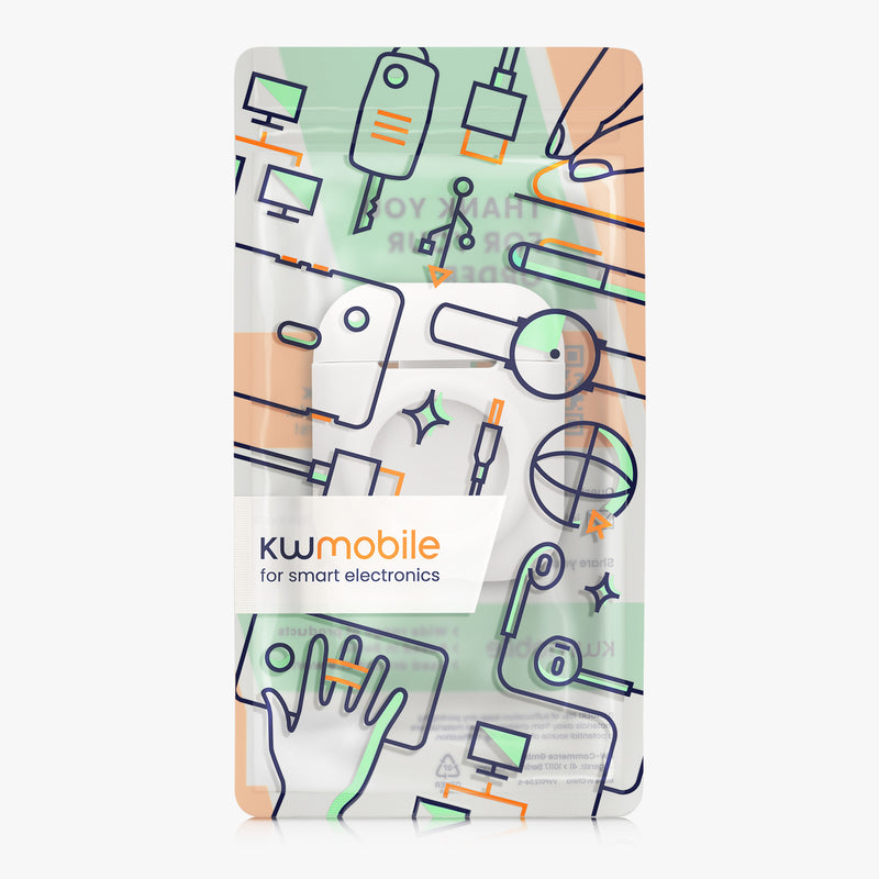 kwmobile 2-in1 Case Compatible with Apple Airpods 1 & 2 - Headphone Case Compatible with Airtag - Protective Cover with Carabiner