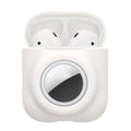 kwmobile 2-in1 Hülle kompatibel mit Apple Airpods 1 & 2 - Kopfhörer Case kompatibel mit Airtag - Weiches Silikon Cover - Schutzhülle mit Karabiner - Weiß Weiß  