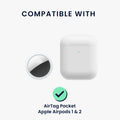 kwmobile 2-in1 Case Compatible with Apple Airpods 1 & 2 - Headphone Case Compatible with Airtag - Protective Cover with Carabiner