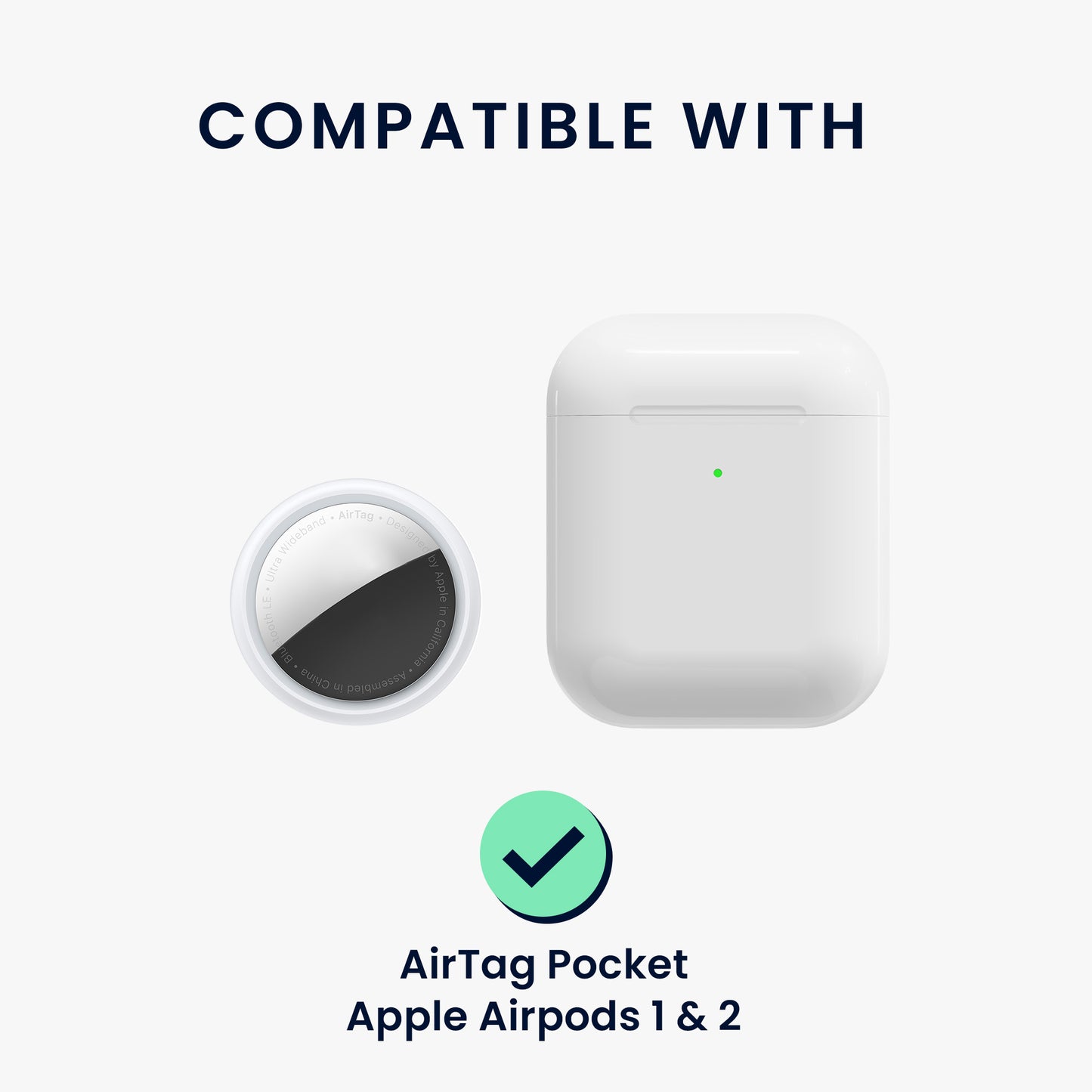kwmobile 2-in1 Case Compatible with Apple Airpods 1 & 2 - Headphone Case Compatible with Airtag - Protective Cover with Carabiner