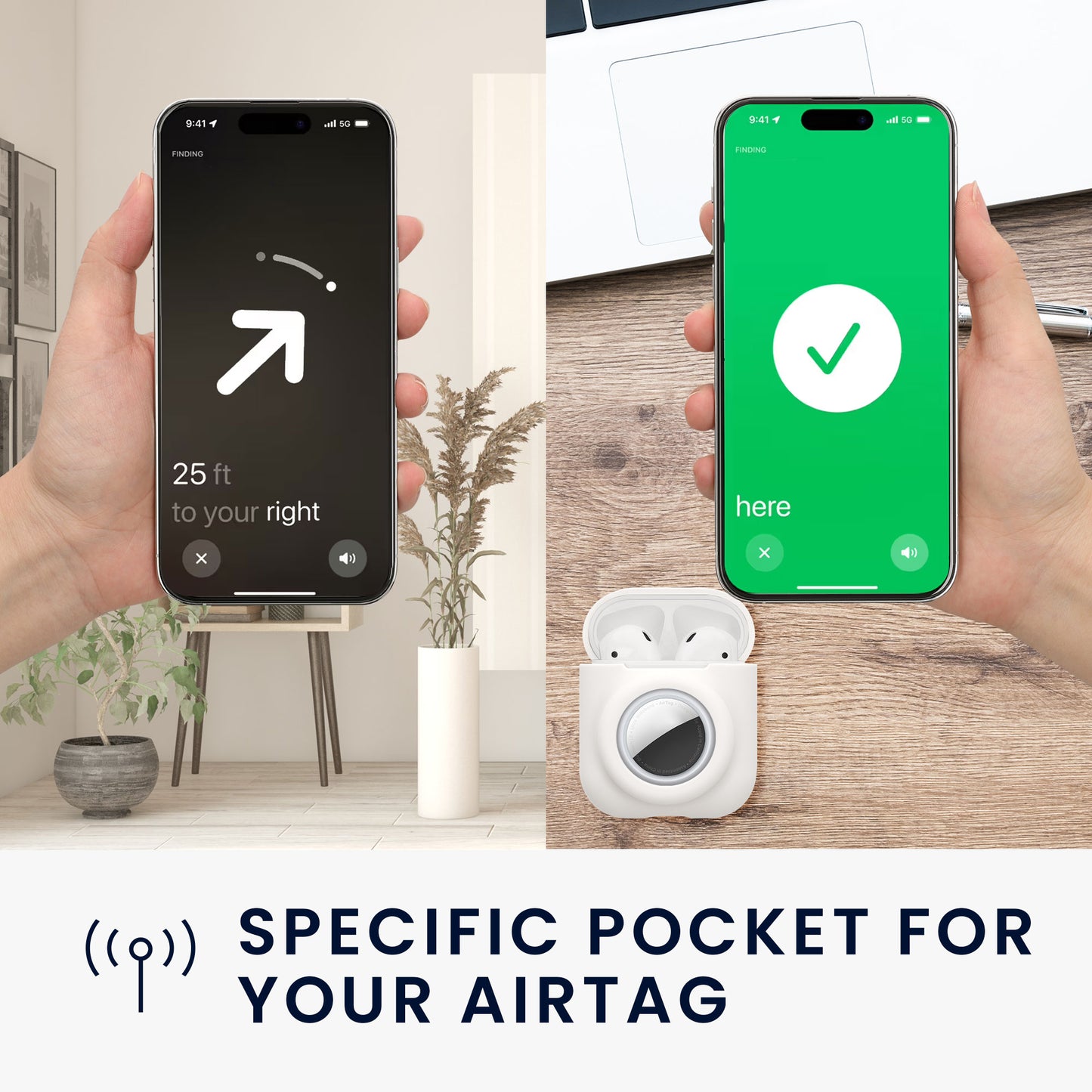 kwmobile 2-in1 Case Compatible with Apple Airpods 1 & 2 - Headphone Case Compatible with Airtag - Protective Cover with Carabiner