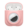 kwmobile 2-in1 Hülle kompatibel mit Apple Airpods 1 & 2 - Kopfhörer Case kompatibel mit Airtag - Weiches Silikon Cover - Schutzhülle mit Karabiner - Altrosa Altrosa  