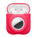 kwmobile 2-in1 Hülle kompatibel mit Apple Airpods 1 & 2 - Kopfhörer Case kompatibel mit Airtag - Weiches Silikon Cover - Schutzhülle mit Karabiner - Neon Pink Neon Pink  