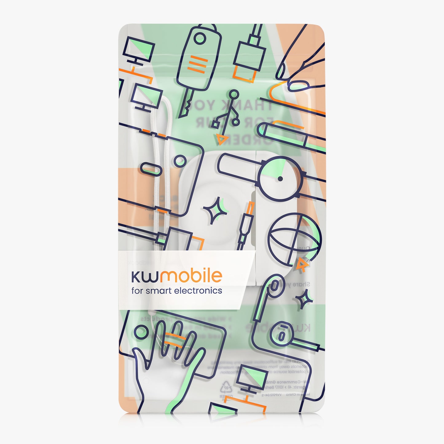 kwmobile 2-in-1 Case Compatible with Apple Airpods Pro 2 - Headphone Case Compatible with Airtag - Protective Cover with Carabiner