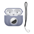 kwmobile 2-in1 Hülle kompatibel mit Apple Airpods Pro 2 - Kopfhörer Case kompatibel mit Airtag - Weiches Silikon Cover - Schutzhülle mit Karabiner - Lavendelgrau Lavendelgrau  