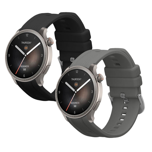kwmobile 2x Uhrenarmband für Huami Amazfit Balance A2286 Armband - Fitnesstracker Band Set aus TPU Silikon - Ersatzarmband Smartwatch - Schwarz Grau Schwarz  [dsg01]