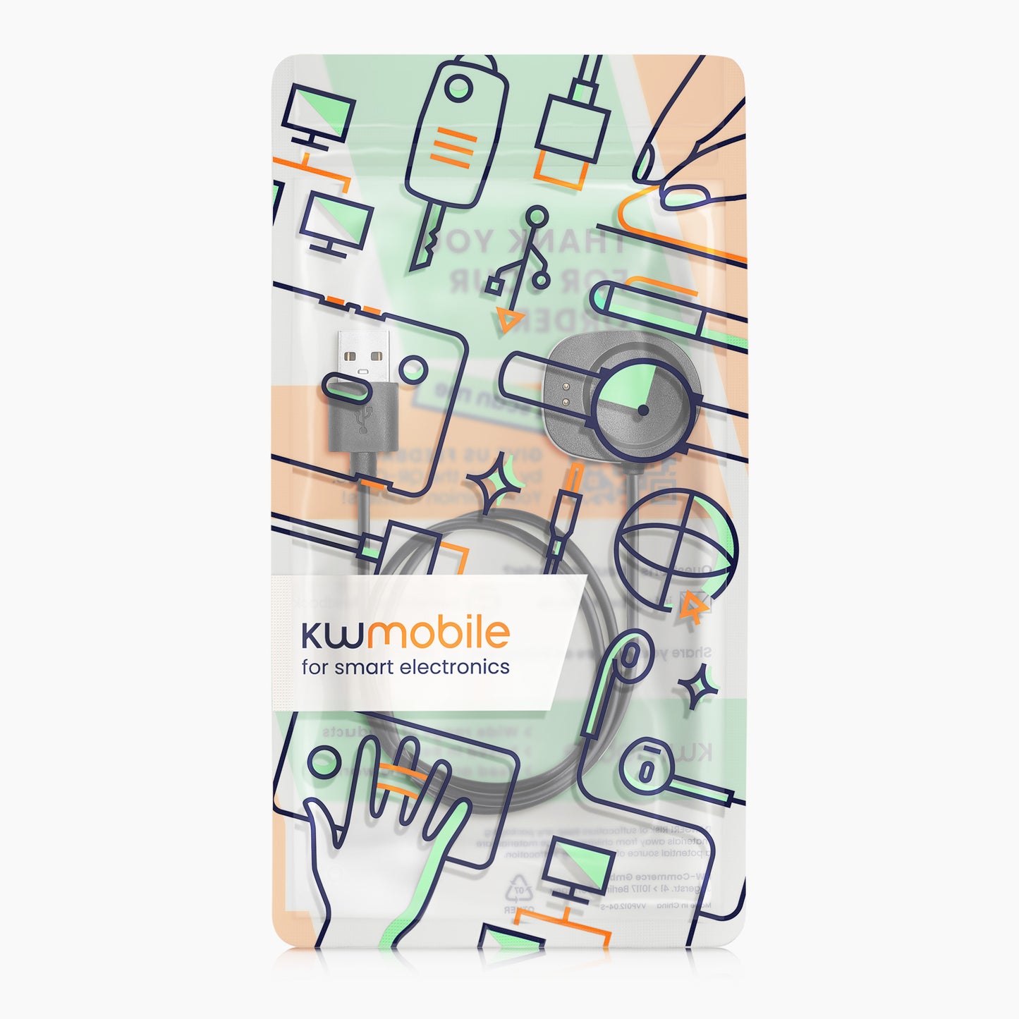 kwmobile USB Cable Charger compatible with Huami Amazfit Balance A2286 / Balance 2 A2429 / T-Rex 3 / Helio Strap Charging Cable - Smartwatch Replacement Cable - Fitness Tracker Charging Cable
