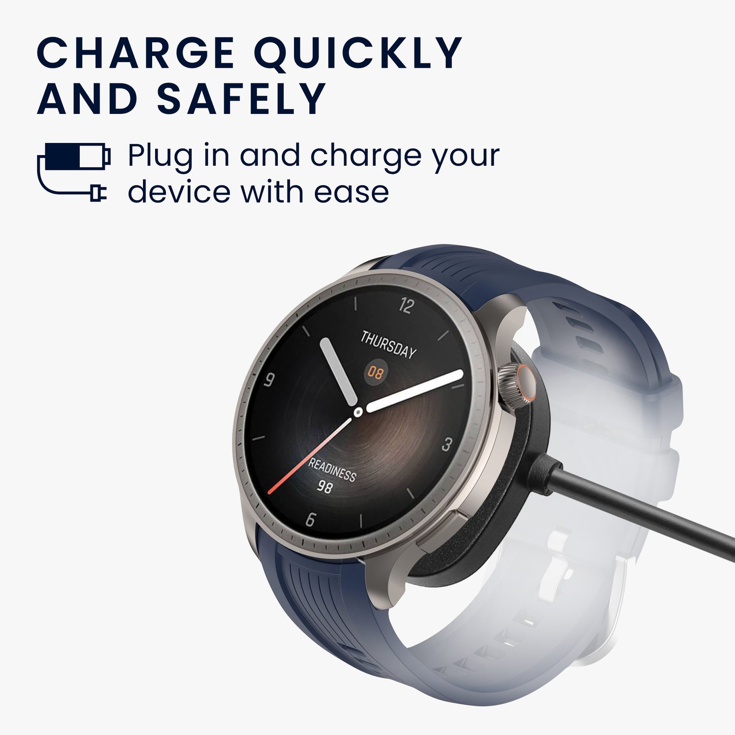 kwmobile USB Cable Charger compatible with Huami Amazfit Balance A2286 / Balance 2 A2429 / T-Rex 3 / Helio Strap Charging Cable - Smartwatch Replacement Cable - Fitness Tracker Charging Cable