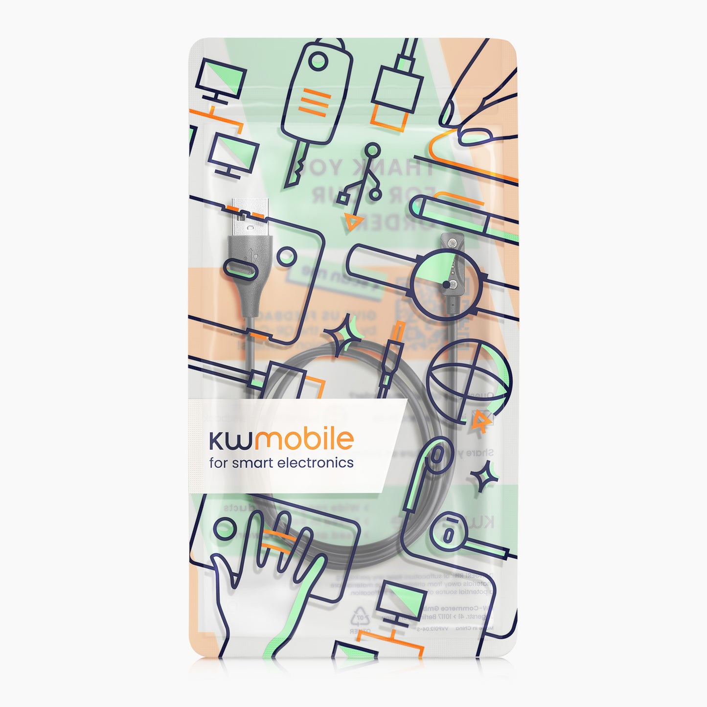 kwmobile USB Cable Charger compatible with Polar Ignite 3 / Pacer / Pacer Pro / Vantage V3 / Vantage M3 Charging Cable Smart Watch Replacement Cable Fitness Tracker Charging Cable