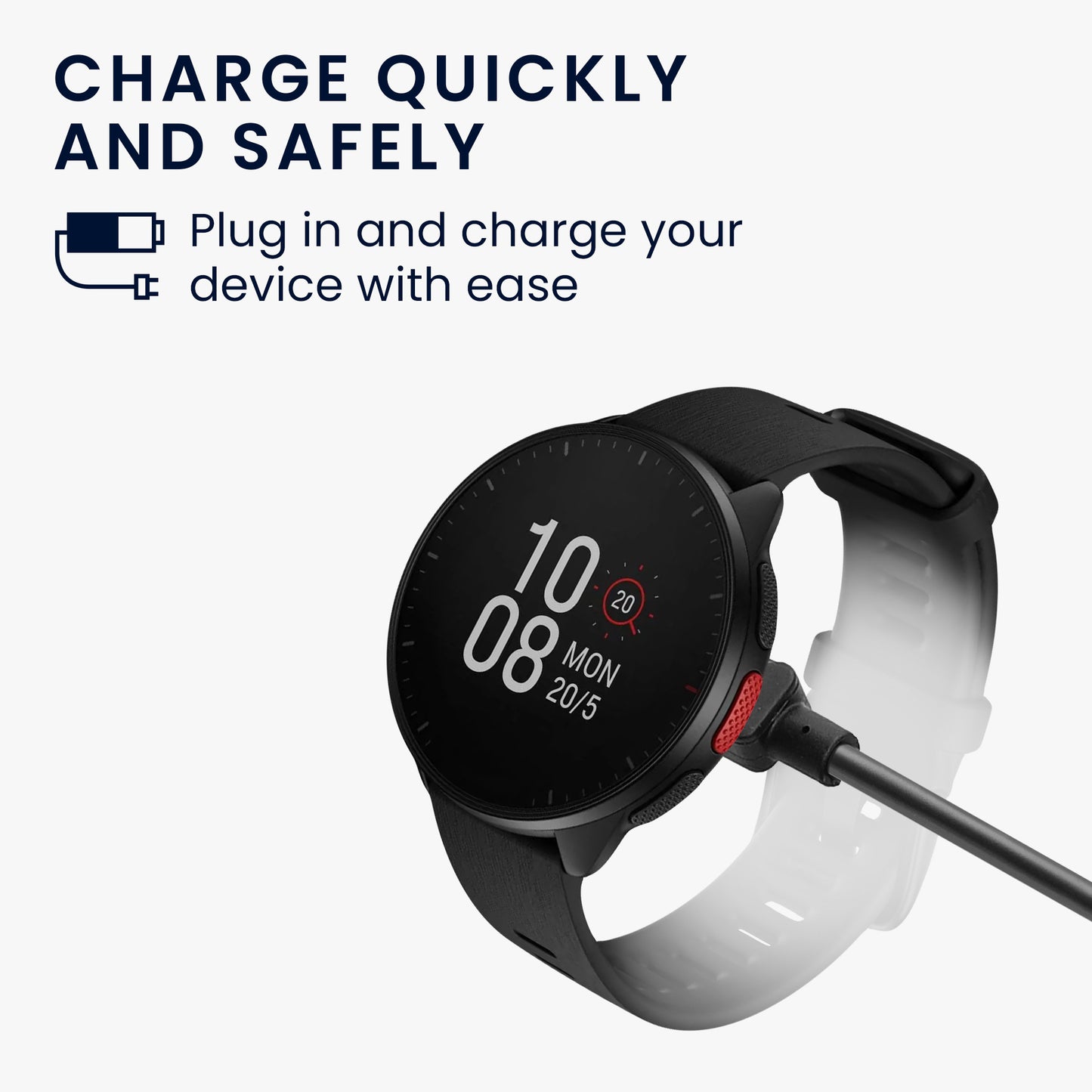 kwmobile USB Cable Charger compatible with Polar Ignite 3 / Pacer / Pacer Pro / Vantage V3 / Vantage M3 Charging Cable Smart Watch Replacement Cable Fitness Tracker Charging Cable