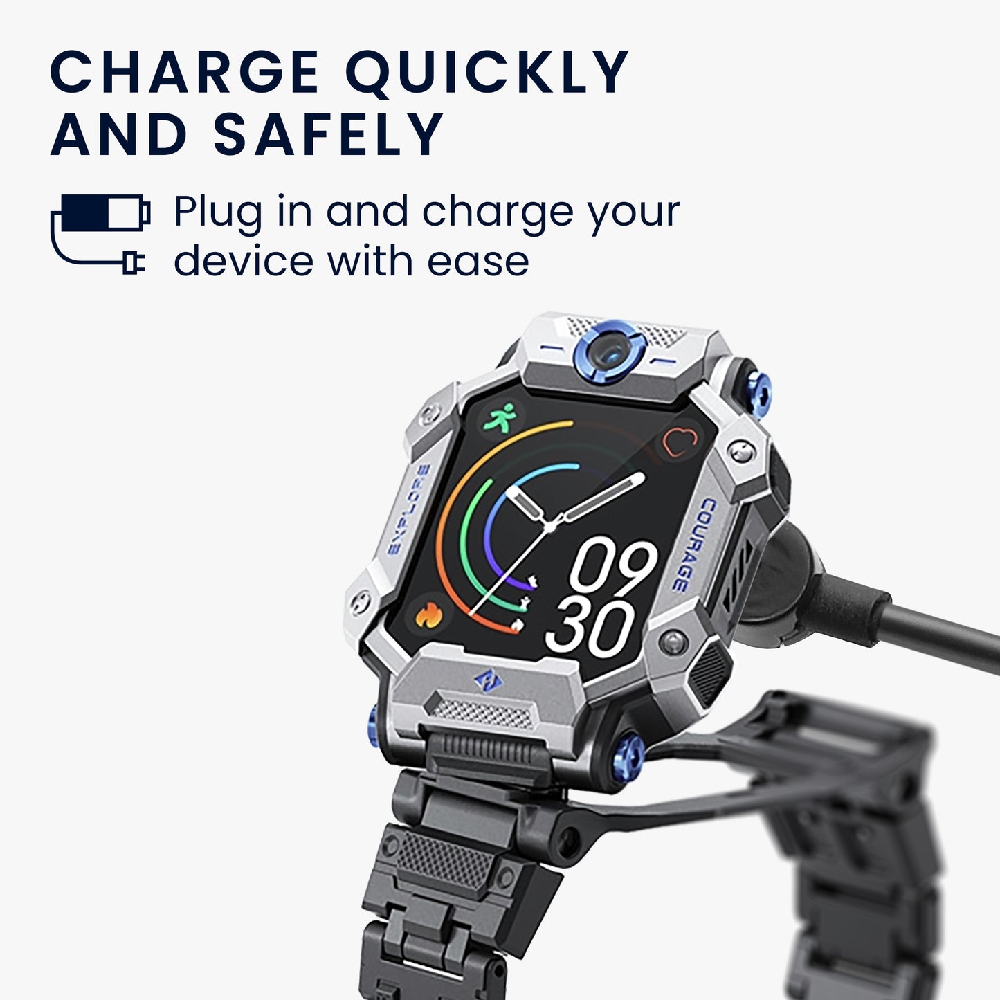 kwmobile USB Cable Charger compatible with imoo Watch Phone Z7 / Z8 / Z9 / Z10 Charging Cable Smartwatch Replacement Cable Fitness Tracker Charging Cable