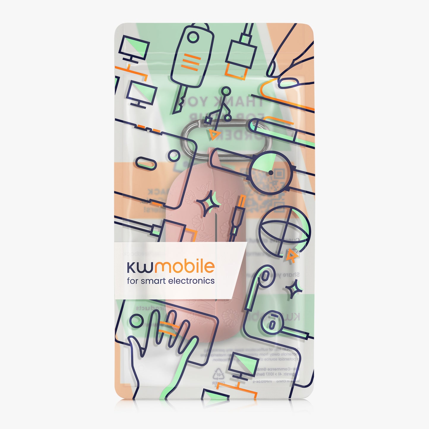 kwmobile Silicone Case for Sony WF-C700N Case - Headphone Protective Cover with Carabiner