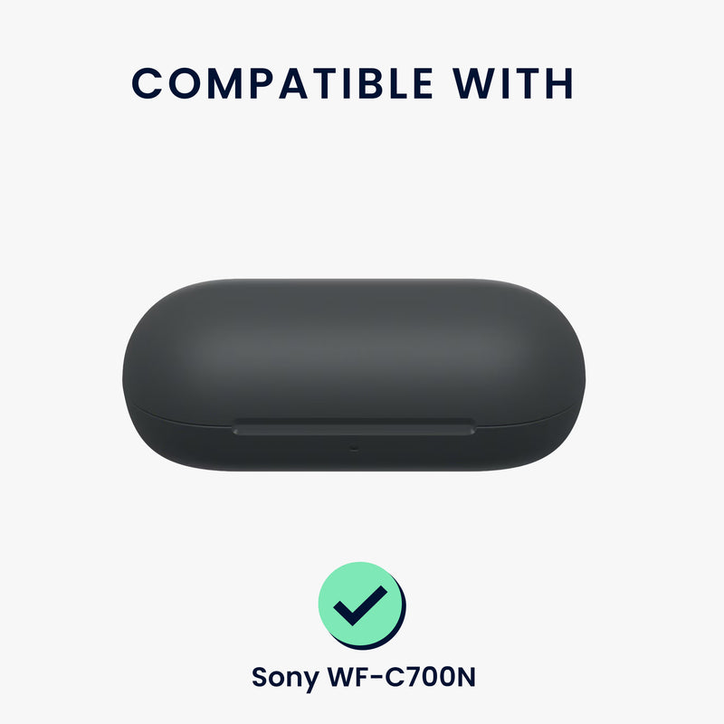 kwmobile Silicone Case for Sony WF-C700N Case - Headphone Protective Cover with Carabiner