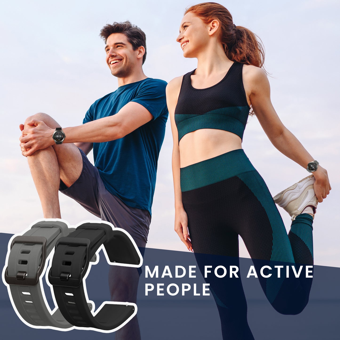kwmobile Watch Strap for Xiaomi Watch S4 / S4 Sport / S3 / S2 / Watch S1 Active / Watch 5 Active Band Fitness Tracker Strap Set Replacement Strap Smartwatch