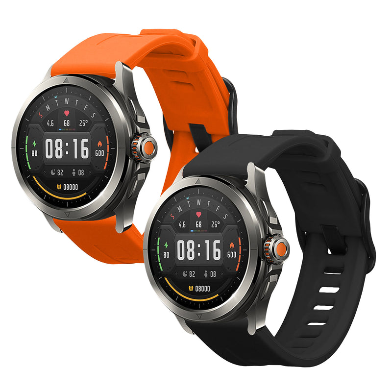 kwmobile 2x Uhrenarmband für Xiaomi Watch S4 / S4 Sport / S3 / S2 / Watch S1 Active / Watch 5 Active Armband - Fitnesstracker Band Set aus TPU Silikon - Ersatzarmband Smartwatch - Schwarz Orange Schwarz  [dsg02]