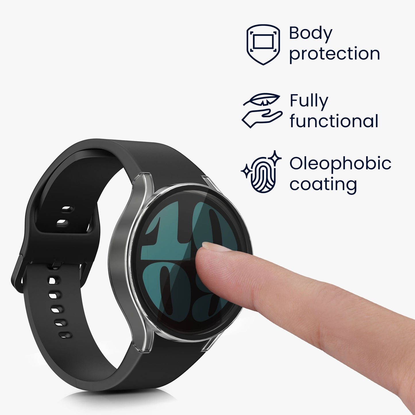 kwmobile Full-Body Cover compatible with Samsung Galaxy Watch 6 Case Full Body Fitness Tracker Privacy Case Set made of Glass