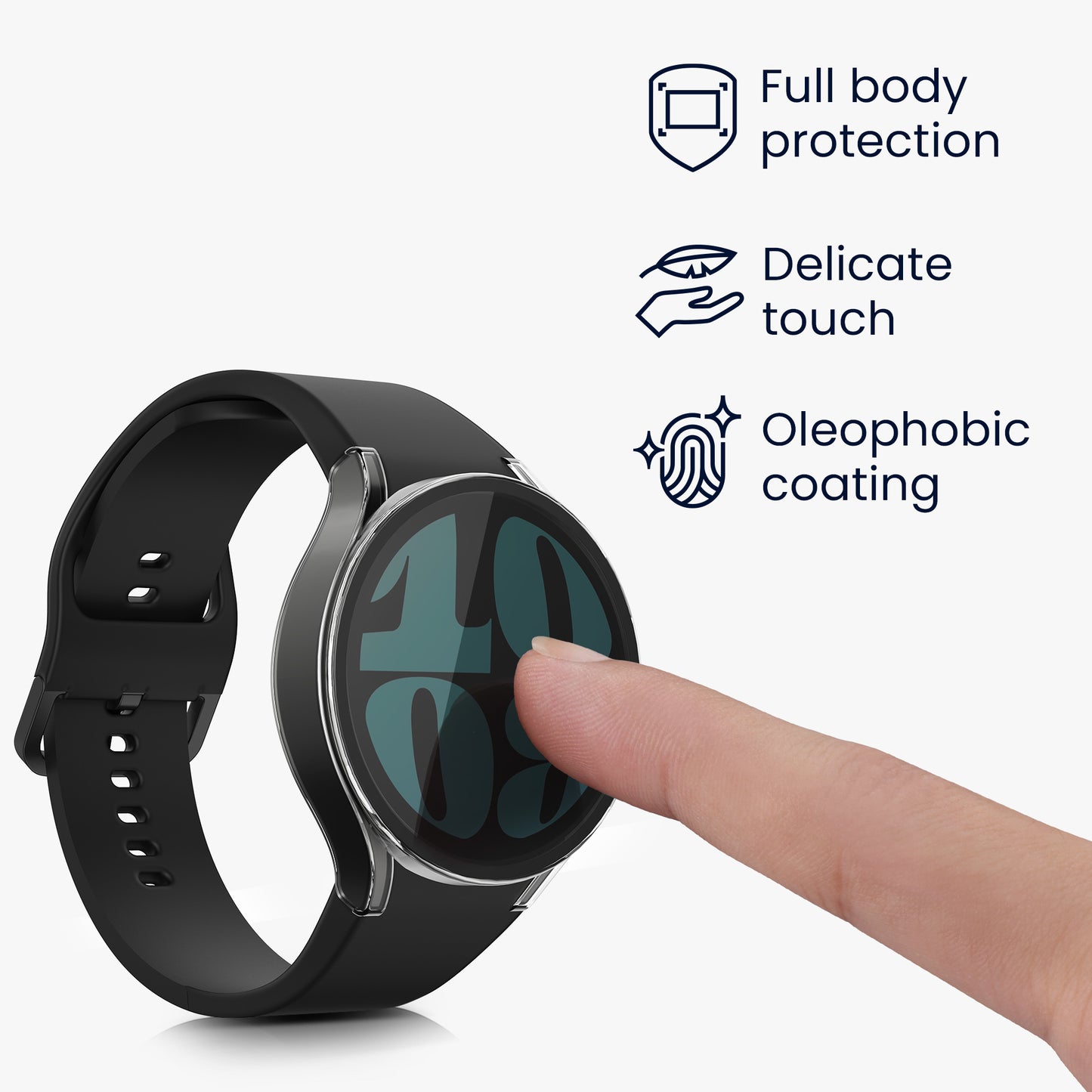 kwmobile All-round Cover Compatible with Samsung Galaxy Watch 6 Case Fullbody Fitness Tracker Privacy Case Glass Set