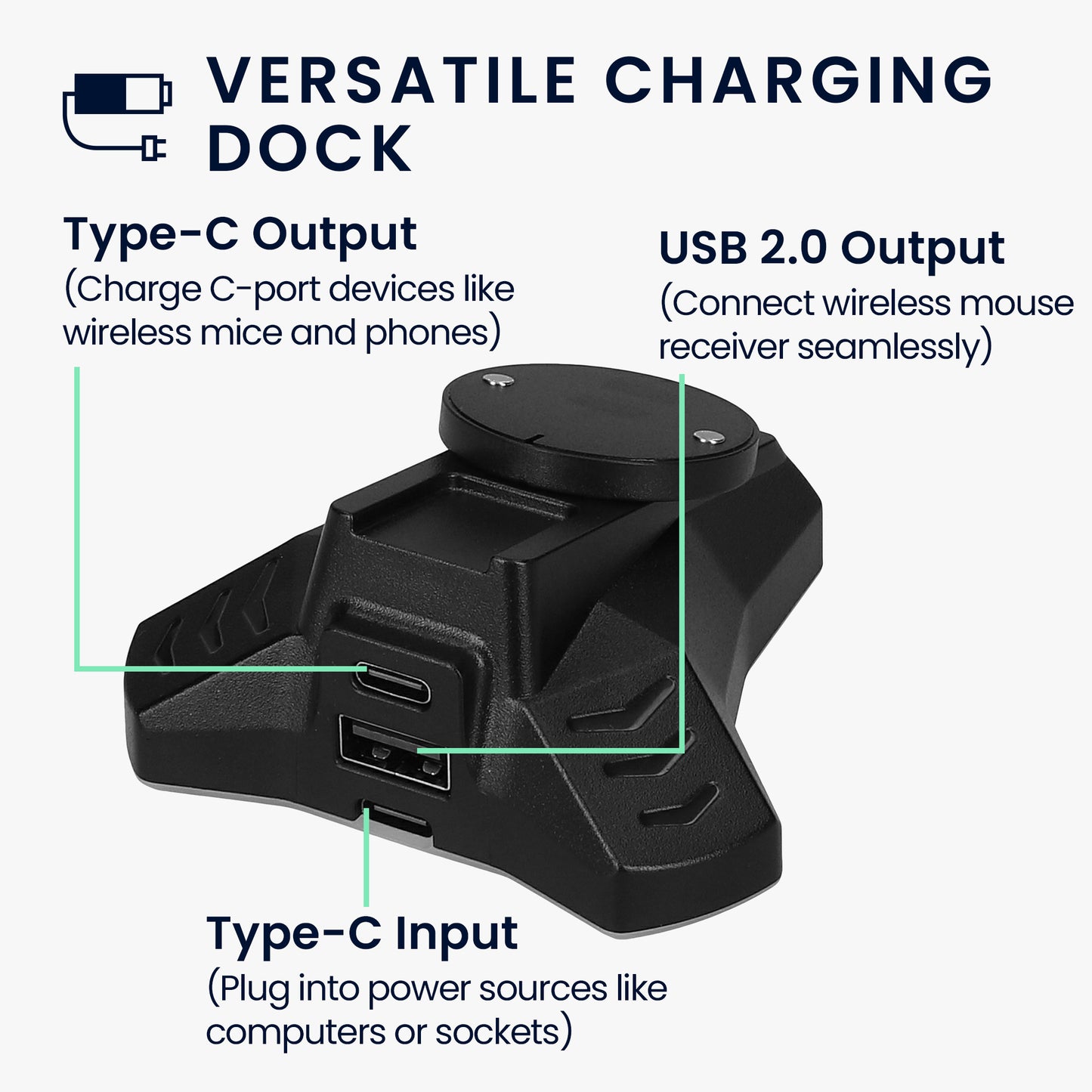 kwmobile Charging Station Compatible with Logitech G PRO X Superlight / G Pro Wireless / G903 / G703 / G403 Mouse Charging Station Wireless Mouse Charger Dock with USB Cable