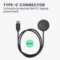 kwmobile USB C Charging Cable compatible with Google Pixel Watch 3 / Pixel Watch 2 / Fitbit Versa 4 3 2 / Ace LTE - Cable Charger - Smart Watch Type C Replacement Cable - Fitness Tracker Charging Cable