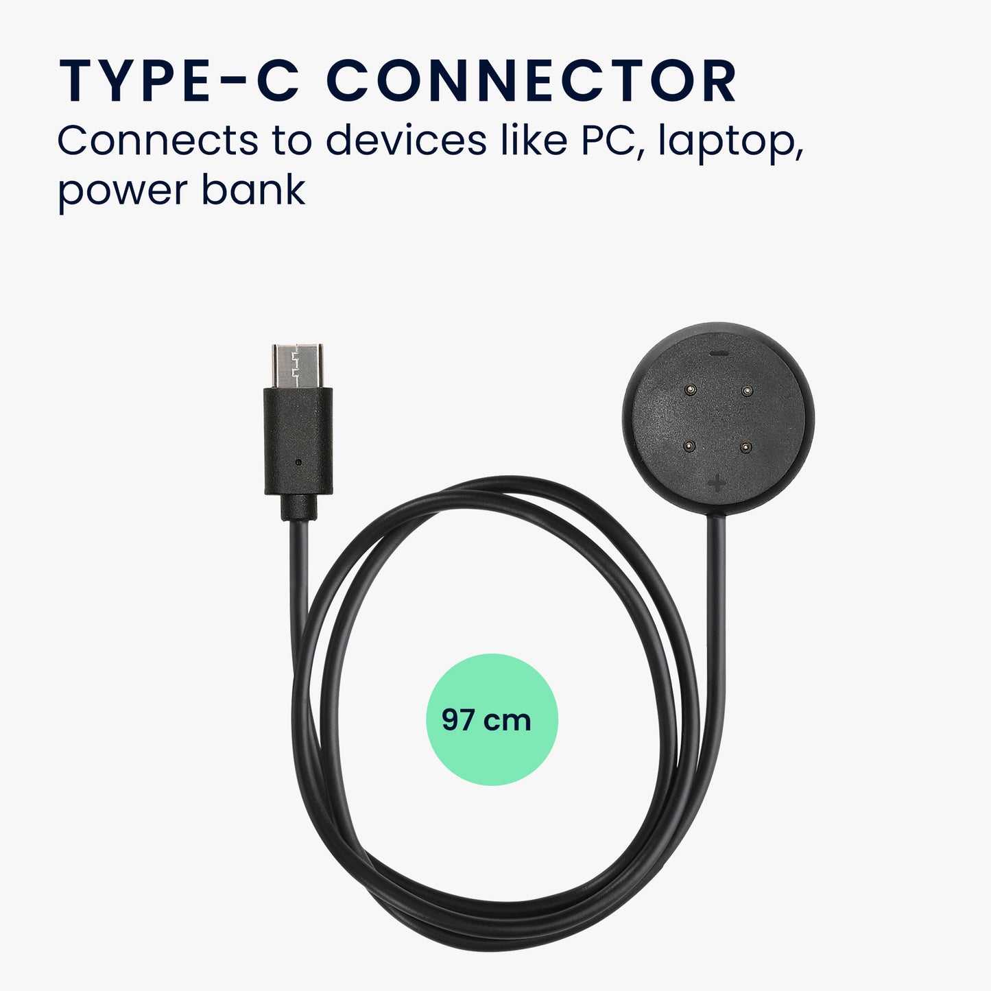 kwmobile USB C Charging Cable compatible with Google Pixel Watch 3 / Pixel Watch 2 / Fitbit Versa 4 3 2 / Ace LTE - Cable Charger - Smart Watch Type C Replacement Cable - Fitness Tracker Charging Cable