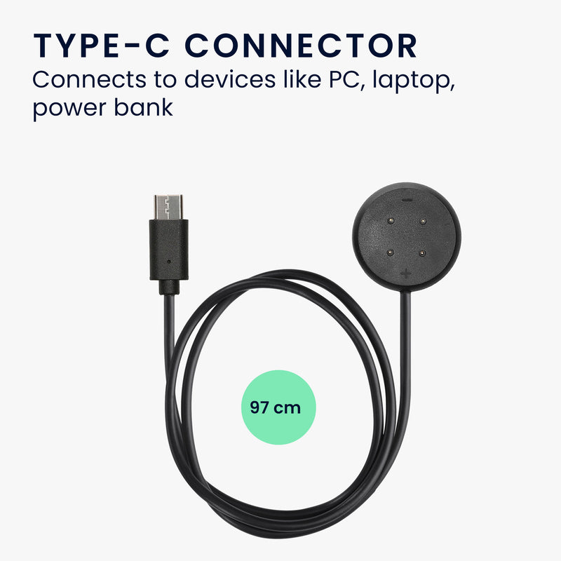 kwmobile USB C Charging Cable compatible with Google Pixel Watch 3 / Pixel Watch 2 / Fitbit Versa 4 3 2 / Ace LTE - Cable Charger - Smart Watch Type C Replacement Cable - Fitness Tracker Charging Cable
