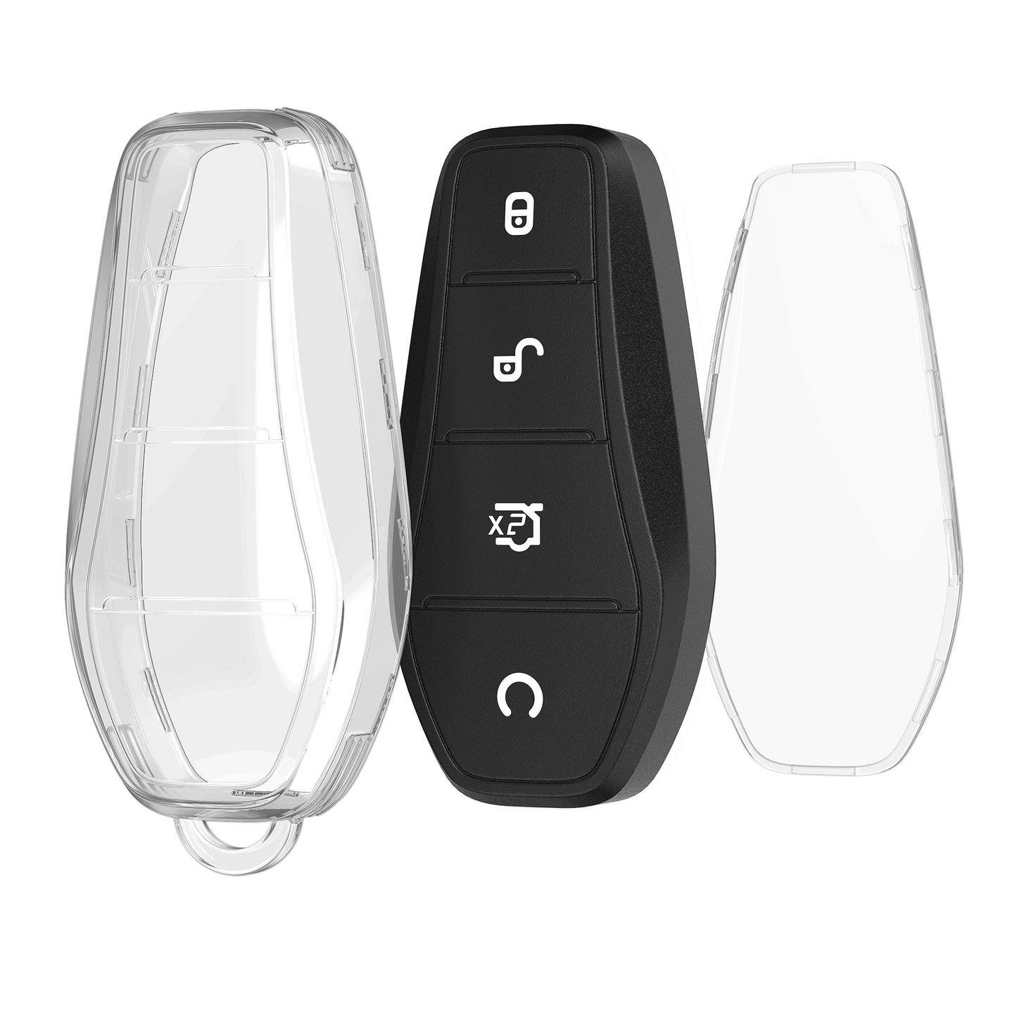 kwmobile Autoschlüssel Hülle kompatibel mit BYD Atto 3 / Sealion / Han / Tang / Dolphin / Seal - Schlüsselhülle Silikon Cover - Transparent Transparent  [dsg01]