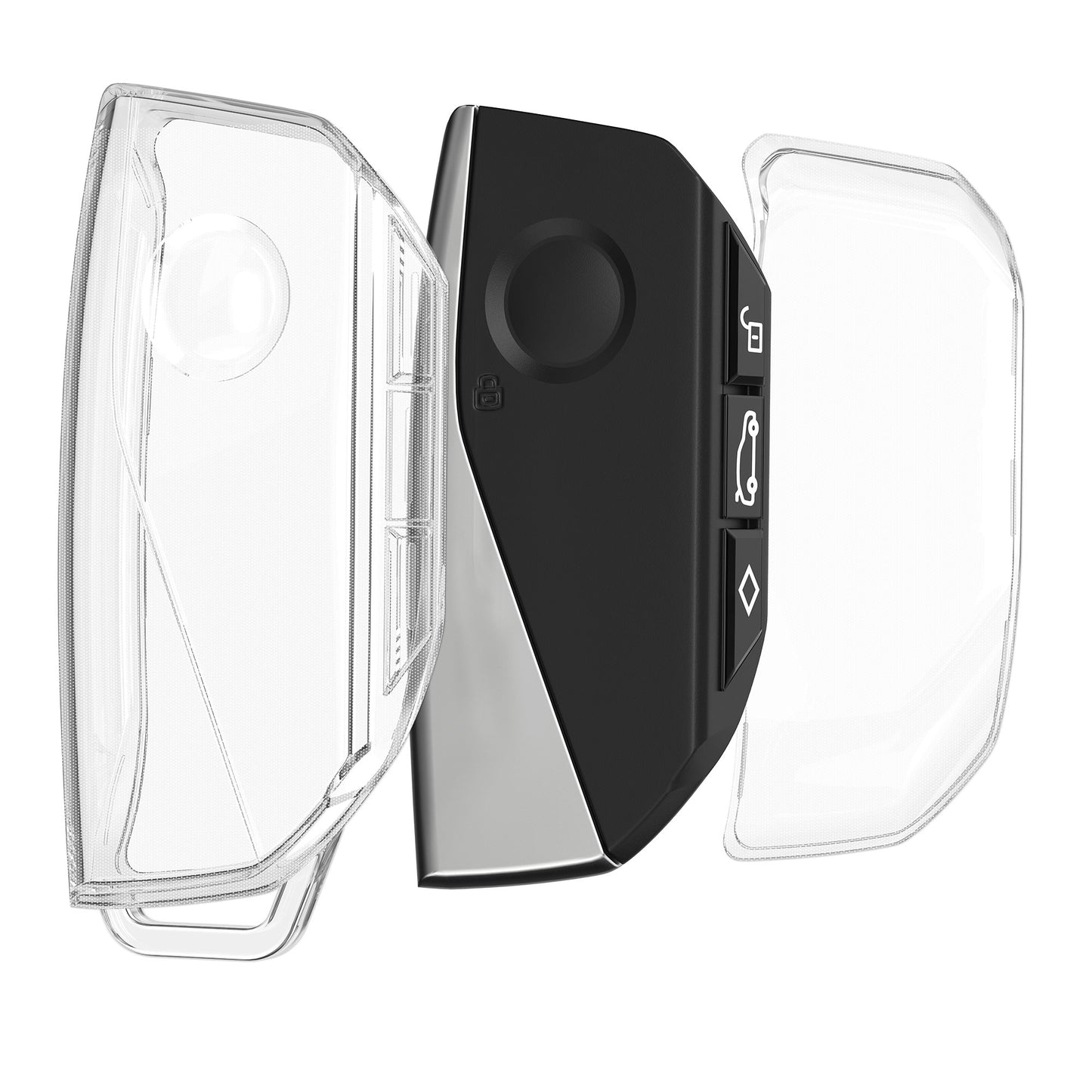 kwmobile Autoschlüssel Hülle kompatibel mit BMW 4-Tasten X7 X1 U11 iX ix1 7er G07 I7 Autoschlüssel - Schlüsselhülle Silikon Cover - Transparent Transparent  [dsg01]