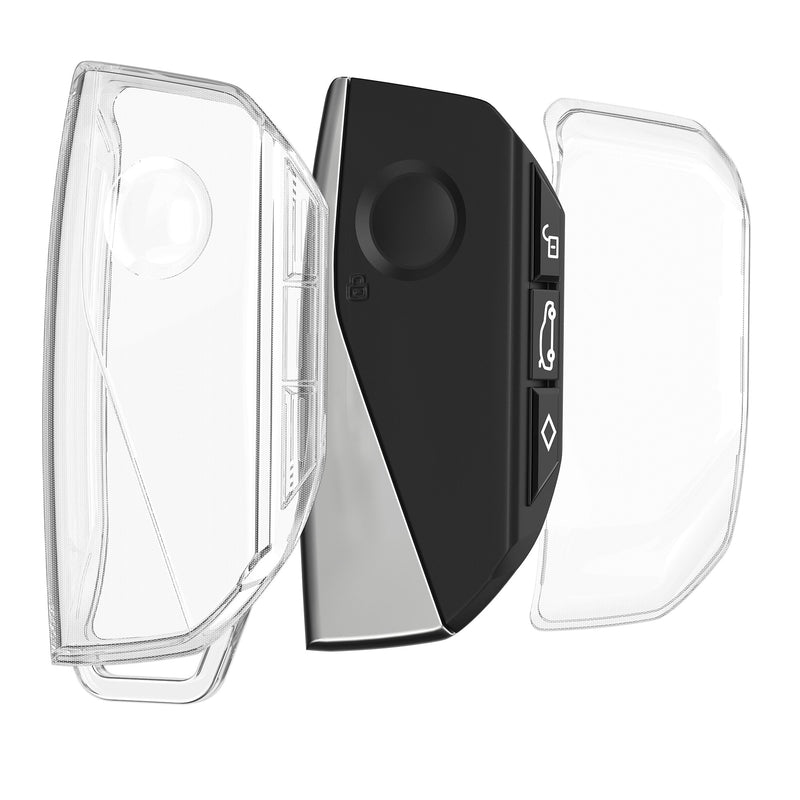 kwmobile Autoschlüssel Hülle kompatibel mit BMW 4-Tasten X7 X1 U11 iX ix1 7er G07 I7 Autoschlüssel - Schlüsselhülle Silikon Cover - Transparent Transparent  [dsg01]