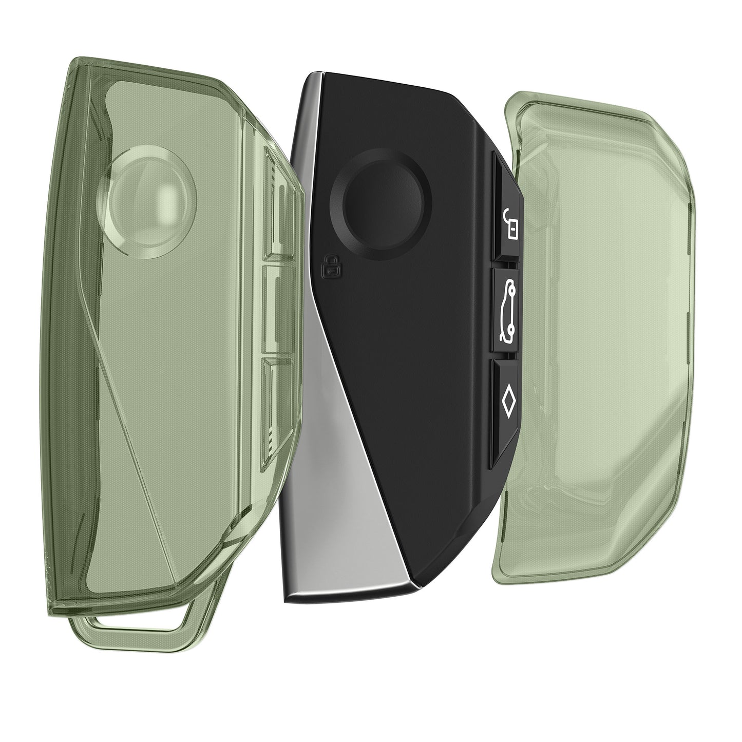 kwmobile Autoschlüssel Hülle kompatibel mit BMW 4-Tasten X7 X1 U11 iX ix1 7er G07 I7 Autoschlüssel - Schlüsselhülle Silikon Cover - Grün Transparent Grün  [dsg03]