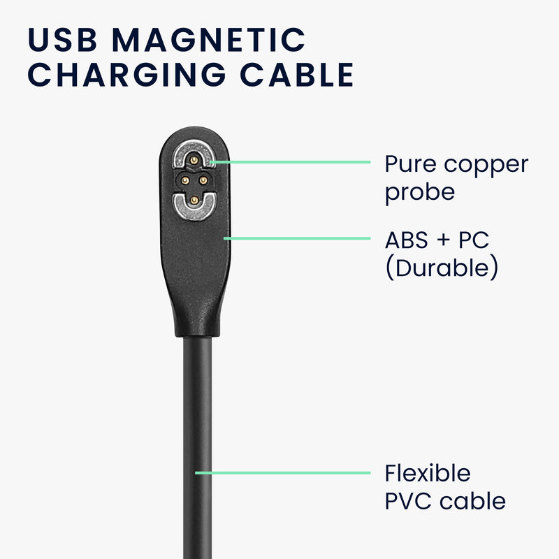 kwmobile USB Cable Charger compatible with AfterShokz OpenSwim Pro S710 Charging Cable Smart Watch Replacement Cable Fitness Tracker Charging Cable