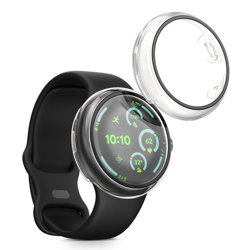kwmobile Glass Case for Google Pixel Watch 3 45mm Protective Case Full Body Fitness Tracker Case Set
