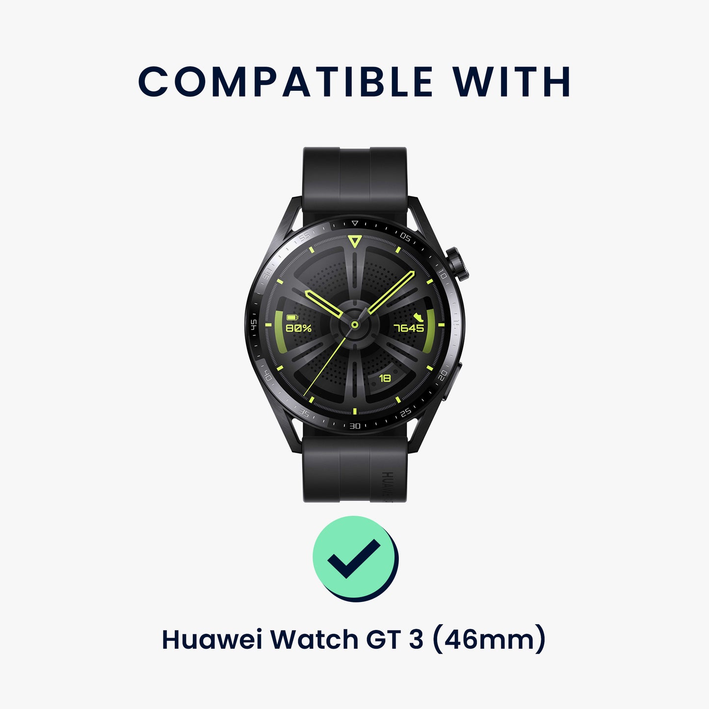 kwmobile Tempered Glass Compatible with Huawei Watch GT 3 (46mm) Screen Protector Hard Glass Protective Film for Smartwatch Display Protector for Fitness Tracker