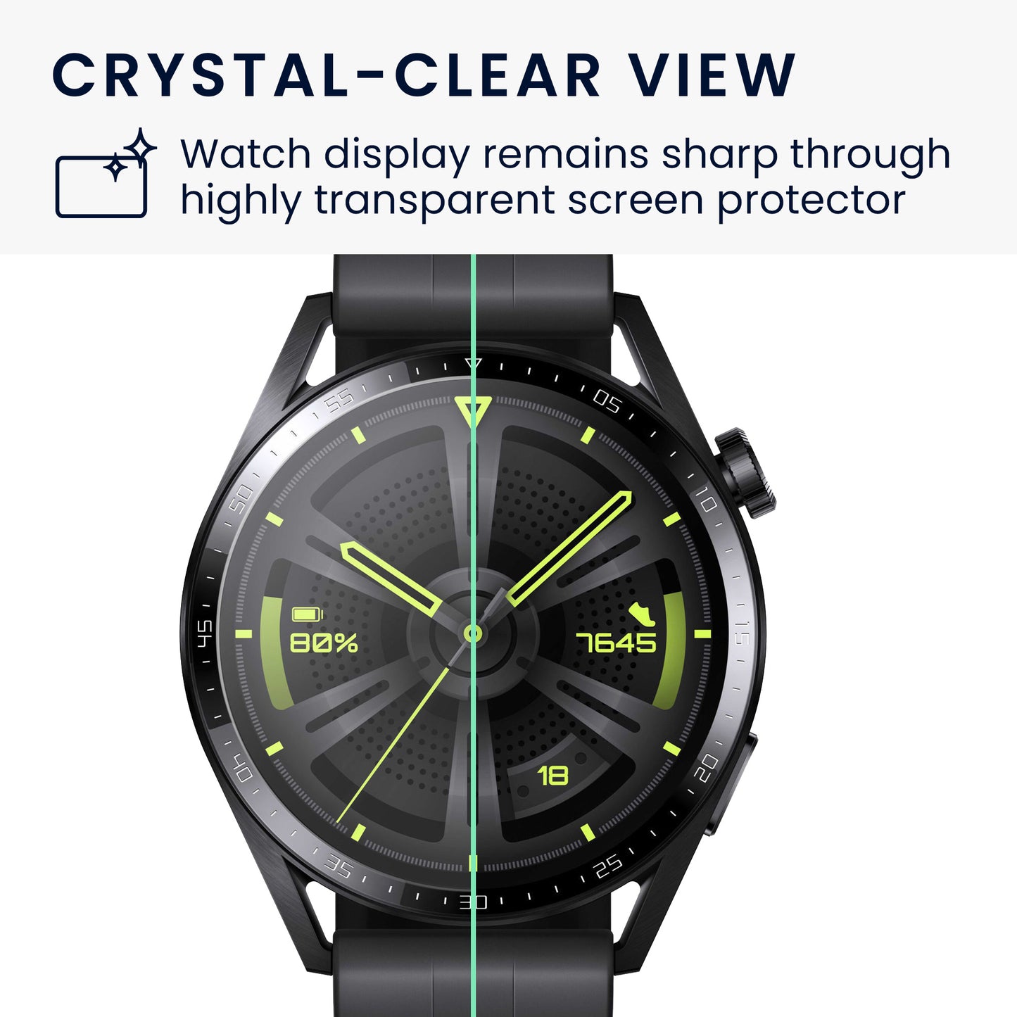 kwmobile Tempered Glass Compatible with Huawei Watch GT 3 (46mm) Screen Protector Hard Glass Protective Film for Smartwatch Display Protector for Fitness Tracker