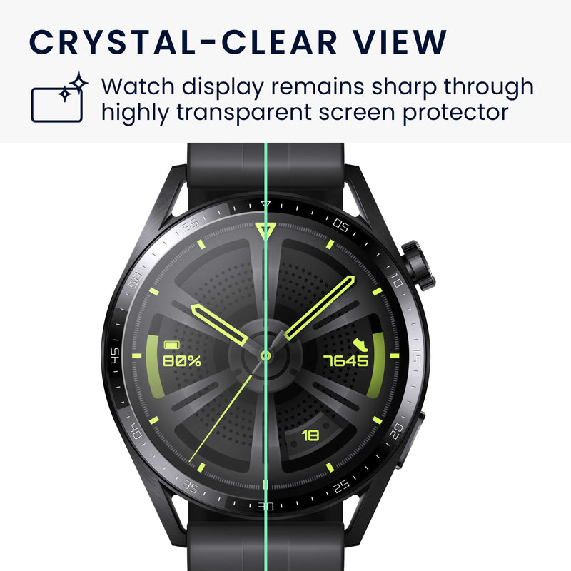 kwmobile Tempered Glass Compatible with Huawei Watch GT 3 (46mm) Screen Protector Hard Glass Protective Film for Smartwatch Display Protector for Fitness Tracker