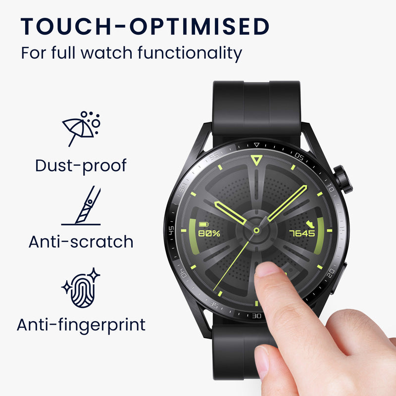 kwmobile Tempered Glass Compatible with Huawei Watch GT 3 (46mm) Screen Protector Hard Glass Protective Film for Smartwatch Display Protector for Fitness Tracker