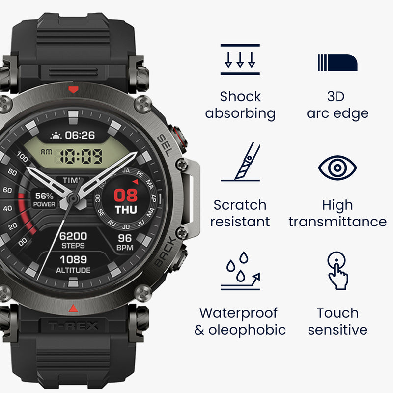 kwmobile Screen Protector compatible with Amazfit T-Rex 3 Film Protective Film for Fitness Tracker Robust Screen Protection