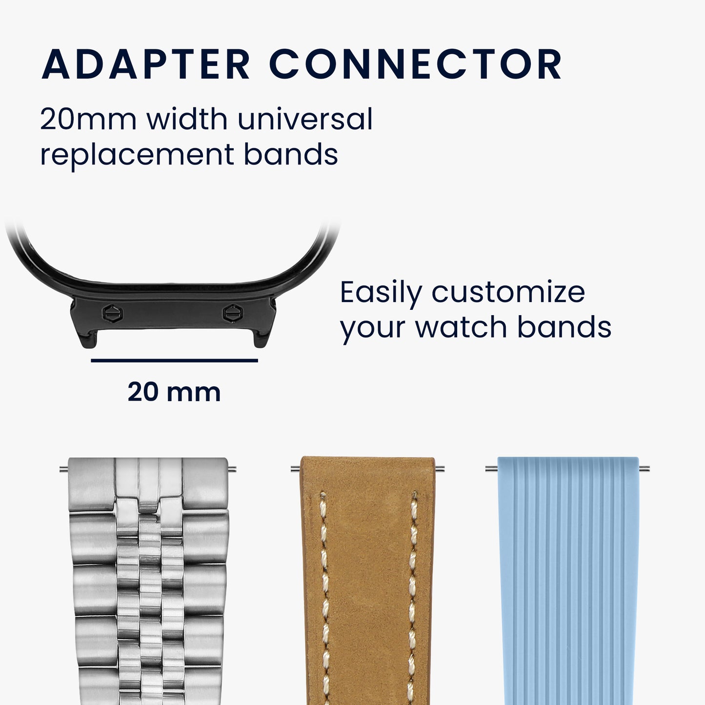 kwmobile Metal Adapter with 20mm Band Width Compatible with CMF by Nothing Watch Pro Watch Strap Smartwatch Band Connector Adapter Set