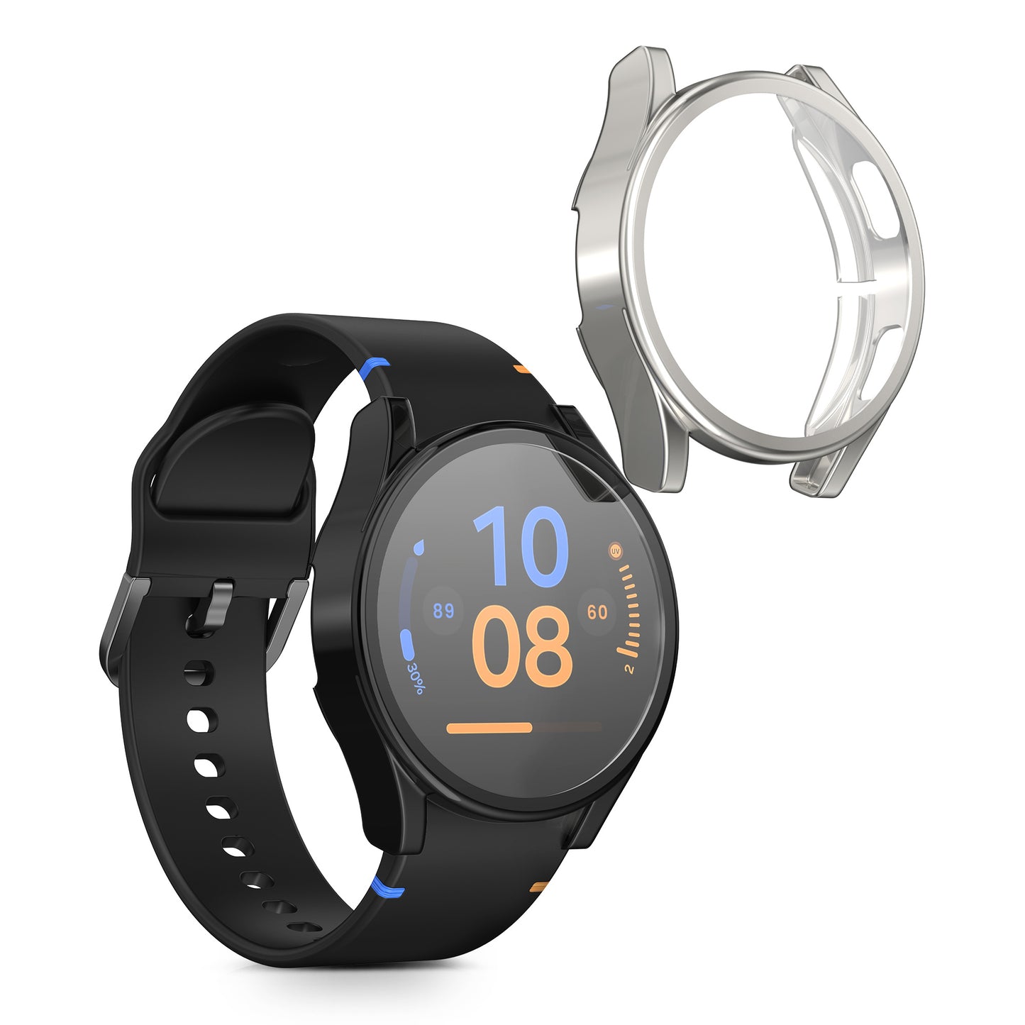 kwmobile Silicone Case for Samsung Galaxy Watch FE 40mm Protective Cover Fullbody Display Cover Set