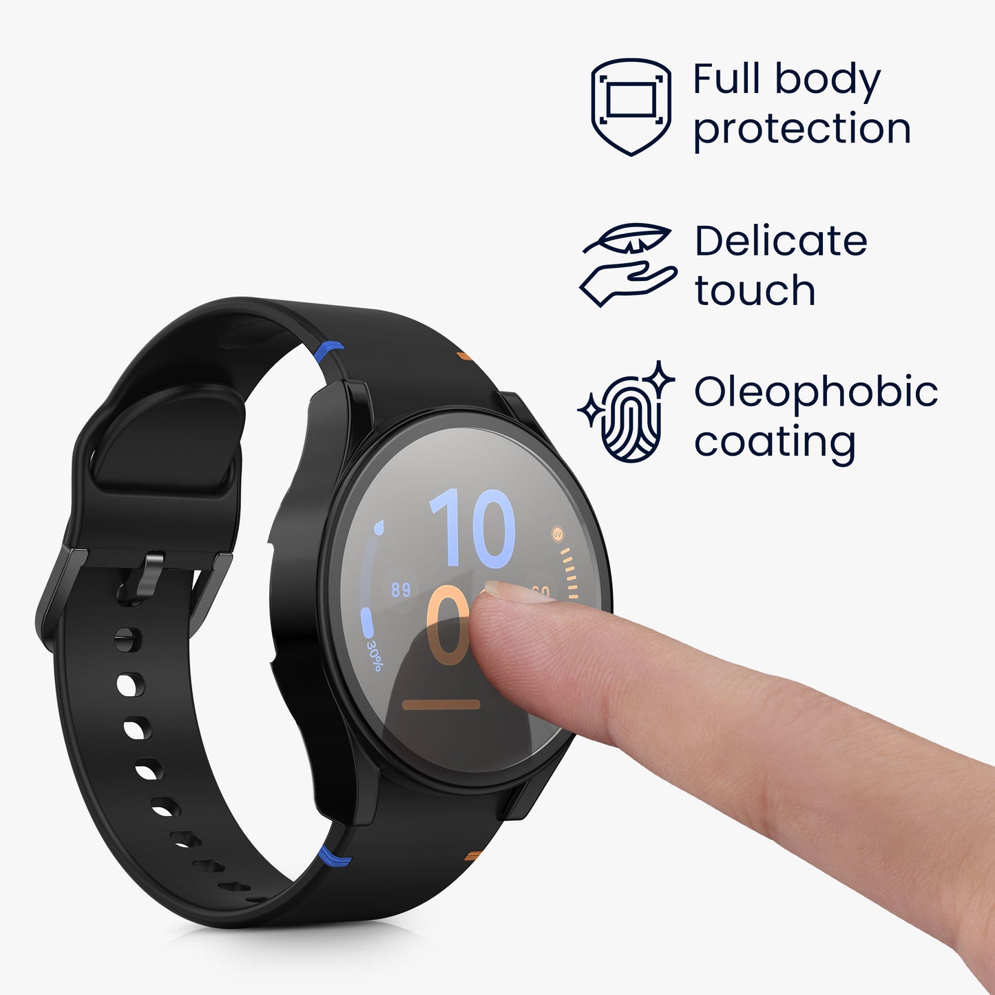 kwmobile Silicone Case for Samsung Galaxy Watch FE 40mm Protective Cover Fullbody Display Cover Set
