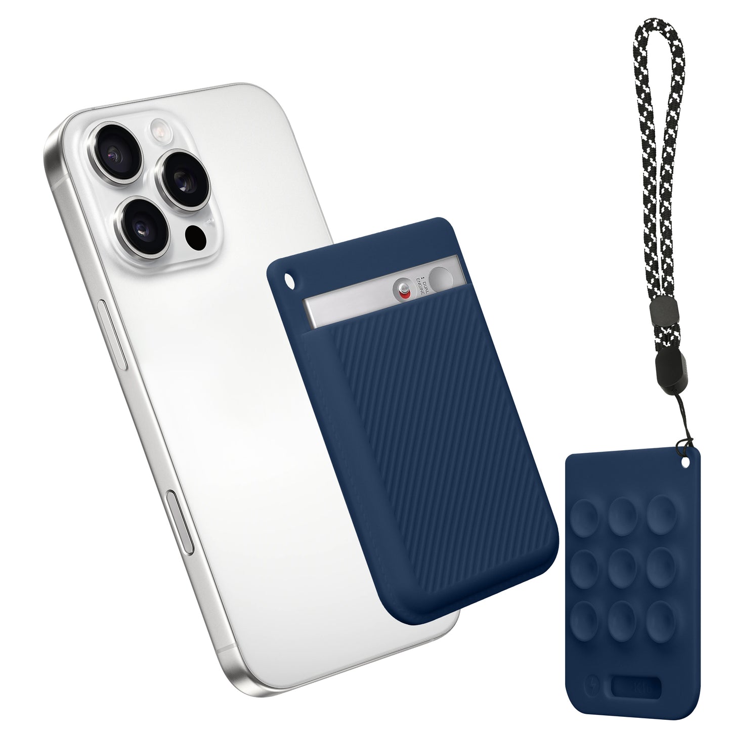 kwmobile Sprachrekorder Schutzhülle kompatibel mit PLAUD Note AI Voice Recoder Hülle - Case für Diktiergerät mit Smartphone Befestigung - Dunkelblau Dunkelblau  