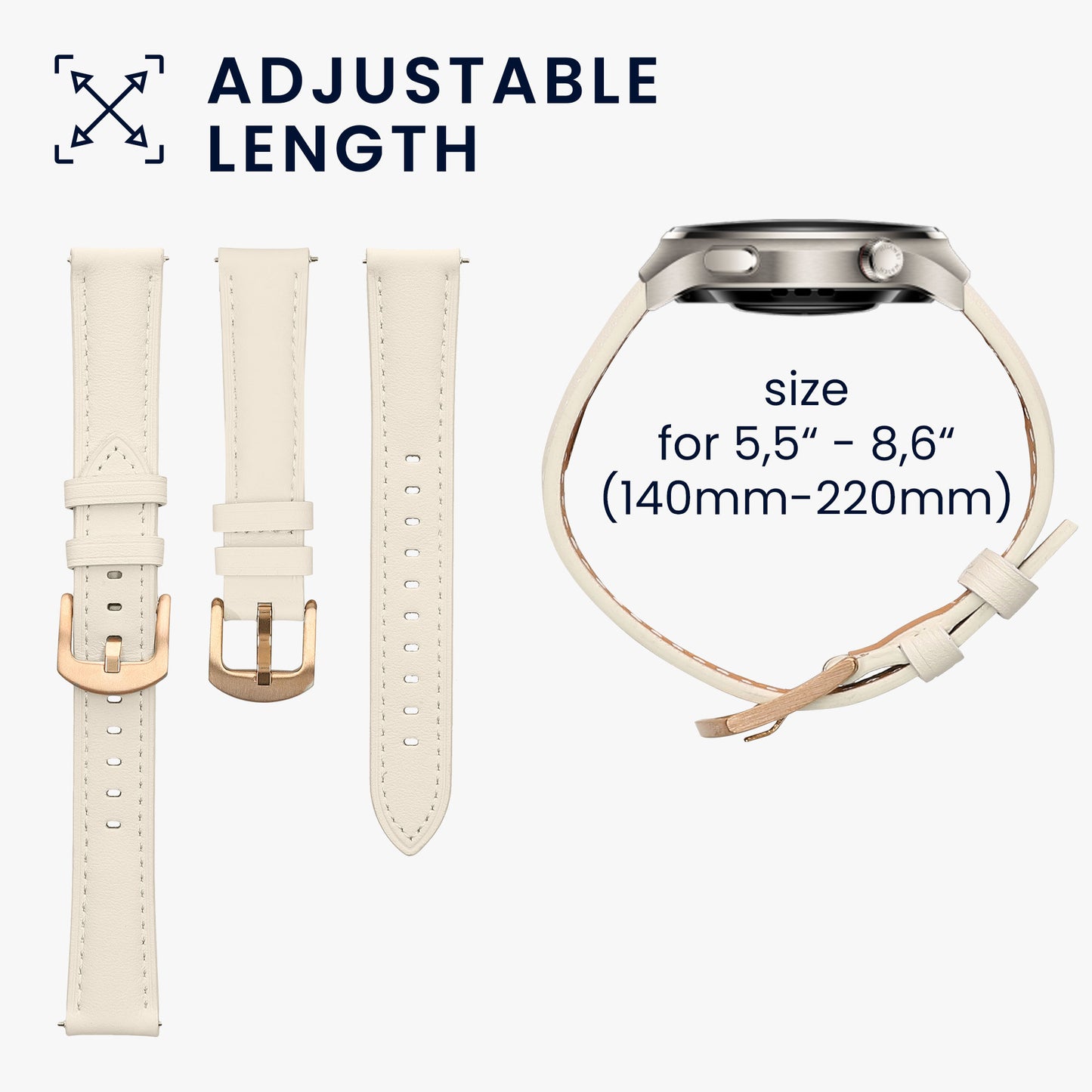 kwmobile Genuine Leather Watch Strap for Huawei Watch GT5 41mm / GT5 Pro 42mm / Watch GT4 41mm Strap Replacement Band for Fitness Tracker Replacement Strap Smartwatch