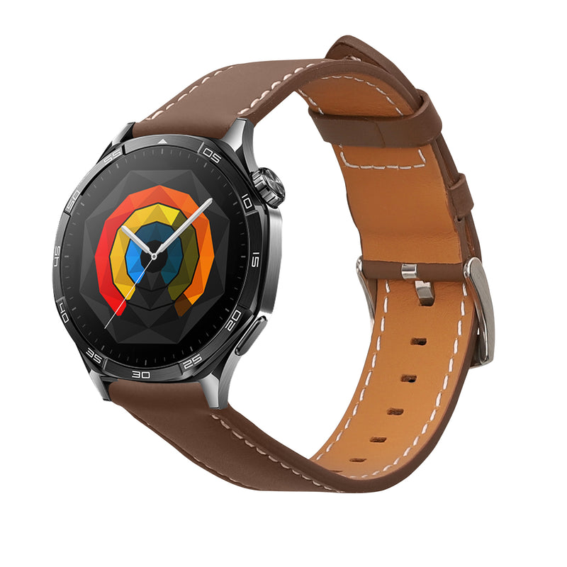 kwmobile Armband kompatibel mit Huawei Watch GT5 46mm / GT5 Pro 46mm / GT4 46mm / Watch GT3 SE - Echtleder Fitnesstracker Sportarmband Band Braun  [dsg01]