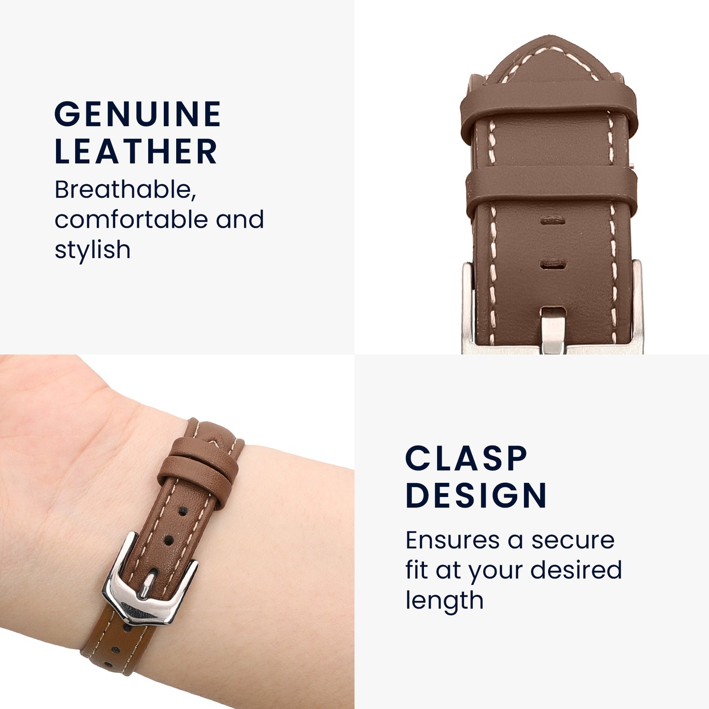 kwmobile Real Leather Watch Strap for Huawei Watch GT5 46mm / GT5 Pro 46mm / GT4 46mm / Watch GT3 SE Strap - Replacement Strap for Fitness Tracker - Smartwatch Replacement Strap