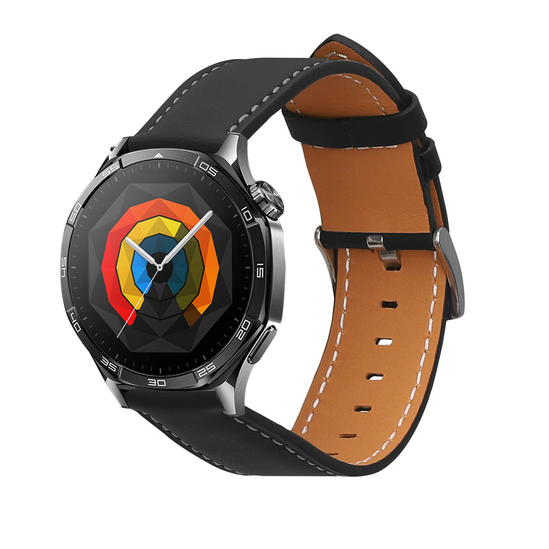 kwmobile Armband kompatibel mit Huawei Watch GT5 46mm / GT5 Pro 46mm / GT4 46mm / Watch GT3 SE - Echtleder Fitnesstracker Sportarmband Band Schwarz  [dsg02]