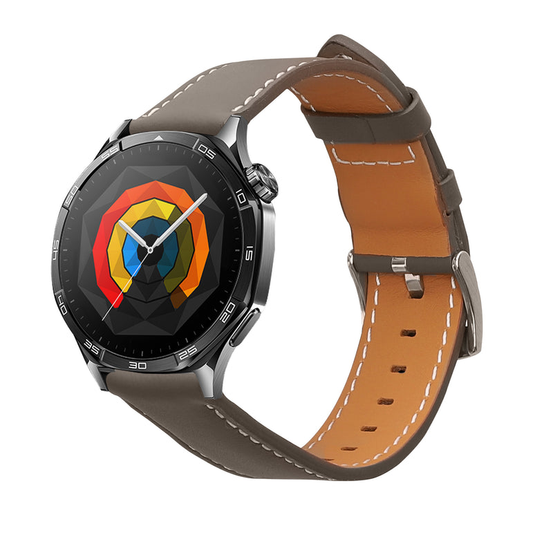 kwmobile Armband kompatibel mit Huawei Watch GT5 46mm / GT5 Pro 46mm / GT4 46mm / Watch GT3 SE - Echtleder Fitnesstracker Sportarmband Band Grau  [dsg03]