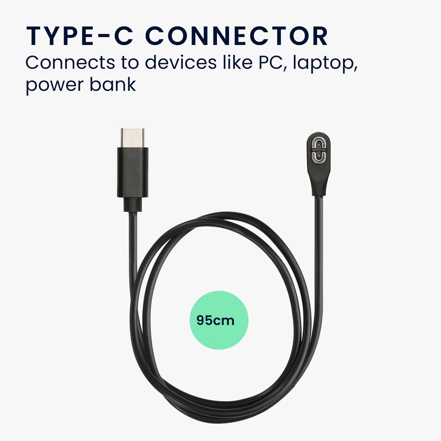 kwmobile USB C Charging Cable compatible with Shokz Aeropex AS800 / OpenRun / OpenRun Pro Mini / OpenComm ASC100SG - Charger Cable - Smartwatch Replacement Cable - Fitness Tracker Charging Cable