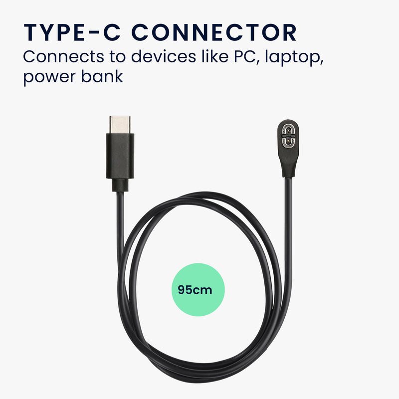 kwmobile USB C Charging Cable compatible with Shokz Aeropex AS800 / OpenRun / OpenRun Pro Mini / OpenComm ASC100SG - Charger Cable - Smartwatch Replacement Cable - Fitness Tracker Charging Cable